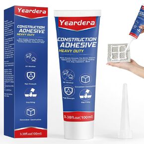 Heavy Duty Construction Adhesive, Cement Glue Squeeze Tube, Versatile Construction Glue for Tile, Floor, Stone, Wood, Wall & More