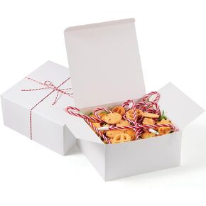 JOYIN 24 Pcs White Square Cookie Boxes, Plain White Treat Boxes with Lids 8" x 8" x 4" Bakery Gift Wrapping Box for Party Favor Pastries, Birthday Party, present, Thanksgiving, Winter Holidays
