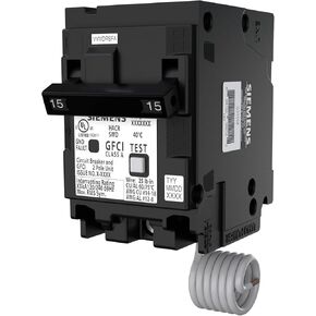 SIEMENS Q215GF Ground Fault Circuit Interrupter, 15 Amp, 2-Pole GFCI Circuit Breaker Replaces QF215A