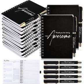 Tellingyou Employee Teacher Appreciation Gift Bulk Spiral Notebook and Pen Nurse Thank You Gift Weekly To Do List Notepad with Ballpoint Pen Inspirational Journal for Coworker(Kraft, 10 Sets)
