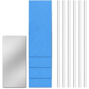 6pcs Snowboard Repair Kit, 6mm Snowboard Base Repair P-Tex Base Filler with 4 Structure Sandpaper 1 Scraper Ptex Ski Repair Kit for Protecting Ski and Snowboard(White)