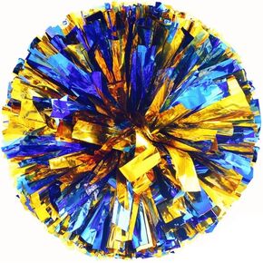 2 Pack Metallic Cheerleading Pom Poms for Game Cheering Squads Football Basketball Sports Dancing Party Kids Adults Plastic Cheer Pompoms Cheerleader Costume Women Girls (Blue/Gold)