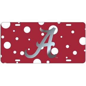 Alabama Crimson Tide Polka Dot Car Tag