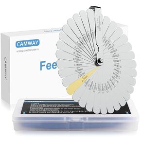 CAMWAY Feeler Gauge Steel,32PCS Blades Steel Feeler Gauge 0.0015-0.035 inch/ 0.04-0.88mm Dual Marked Metric and Imperial Feeler Gauges for Valve, Gap Gauge Measuring Tool