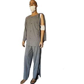 DEEYOTA Patient Gown with Zipper,Full Opening Care Hospital Gown,Cotton Post-Operative Nursing Gown,Washable Patient Gowns