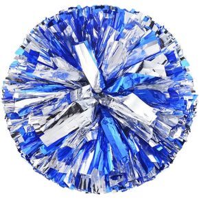 2 Pack Metallic Cheerleading Pom Poms for Game Cheering Squads Football Basketball Sports Dancing Party Kids Adults Plastic Cheer Pompoms Cheerleader Costume Women Girls (Blue/Gold)