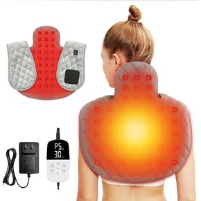 Red Light Therapy for Body, Shoulder Heating Pad, 660nm&850nm Wearable Near Infrared Red Light Heated Therapy Belt for Neck,Shoulder,Back,Body, Adjustable Temperature LED Remote Control