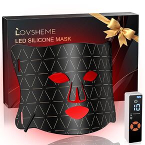 LED Face Mask Light Therapy, Enhance Red Light Therapy Mask for Face Acne, Wrinkles & Skin Rejuvenation, 3 Light Modes & Timing Settings, Eye Protection, Portable LED Face Mask Home Skincare