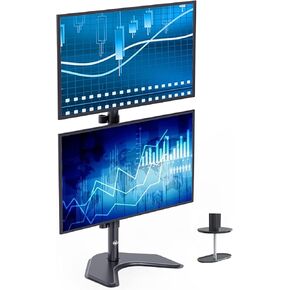 WALI Vertical Dual Monitor Stand, Stack Monitor Mount for 2 Screens Up to 27 Inch,Free-Standing Monitor Riser Desk Mount with Swivel, Tilt, Height Adjustable(GMF002S)
