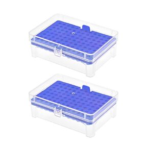 YOKIVE 2 Pcs Pipette Tips Box, PP Tip Holder Container for 0.01ml Pipettor | Fixed Pipettes, Great for Scientific Institutes (96-Well, 4.5mm Hole Dia)