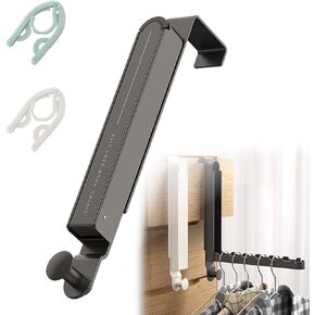 Over The Door Hooks, Metal Foldable Laundry Rack – Portable Door Hanger for Bags, Hats, Coats, Towels & More – No Trace Holder for Bathroom, Bedroom, Dorm, Hotel,Grey