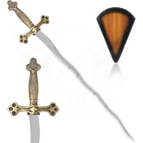 Masonic Ceremonial Snake Flaming Sword – Square Compass G Design, Stainless Steel Blade with Brass Handle, and Display Stand – Perfect for Freemason Ceremonies and Collectors