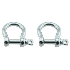 RLECS 2PCS 3/8 Inch 304 Stainless Steel D Ring Shackle 10mm Silver Screw Anchor Buckle for Cargo Mining Equipment Crane Machinery Loading Unloading