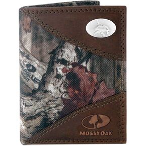 محفظة NCAA Georgia Bulldogs Zep-Pro Mossy Oak المصنوعة من النايلون والجلد ثلاثية الطي، مموهة، مقاس واحد