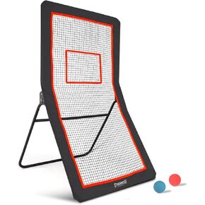 Lacrosse Rebounder | Volleyball Rebounder Net Bounce Back | 4x7ft Lacrosse Net, Neon Target and 2X Lacrosse Ball | Lacrosse, Volleyball, Baseball and Soccer Backyard Practice