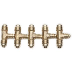 LTWFITTING Brass 3/8" x 3/8" x 1/4" OD Flare Reducing Tee,Brass Flare Tube Fitting(Pack of 5)