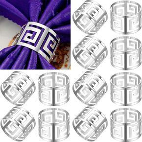 48 Pcs Napkin Rings Hollow Out Ring Napkin Holder Serviette Buckle Exquisite Household Adornment Metal Napkin Band for Wedding Party Dinner Table Decoration