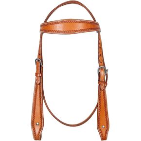 HILASON American Leather Horse Browband Headstall Work Tack Tan | مسند للخيول الغربية | رأس الحصان | المرابط الغربية للخيول | أعمدة للخيول | الرأس الغربي in Kuwait