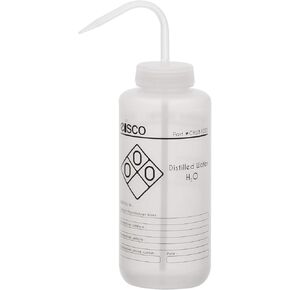 EISCO Wash Bottle for Distilled Water, 1000ml - Labeled with Chemical Information & Safety Information (1 Color) - Wide Mouth, Self Venting, Low Density Polyethylene