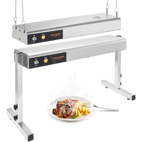 24 Inch Food Heat Lamp Strip Commercial Food Heating Warmer Lights Hanging Overhead Stainless Steel with Cord for Food Restaurant Buffet Catering Kitchen 500W/110V