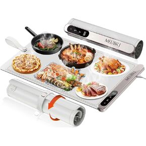 Food Warming Mat, Warming Mat for Food, Food Warmers for Parties, Upgraded Graphene Full Surface Heating Warming Tray, 6 Heat Settings and 6 Heat Timed Functionality for Parties Buffet, Daily Life Use