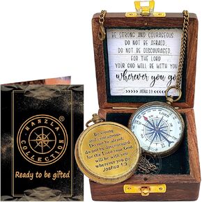 Be Strong and Courageous, Do Not Be Afraid Quote Engraved Brass Directional Magnetic Compass, Joshua 1: 9 Religious Gifts for Women Men Boy Girl, Confirmation Gift Ideas, Baptism & Missionary Gifts