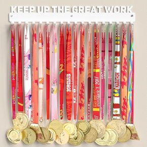 Medal Display Hanger Rack: Wall Mounted 16IN Large Capacity Metal Holder for Running, Soccer, Gymnastics, and Sports Awards, Durable and Sturdy Design, Black
