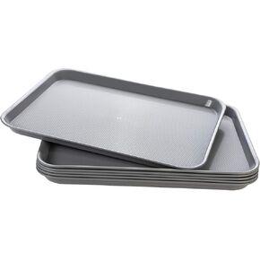 Eslite Rectangular Plastic Serving Trays,Fast Food Serving Cafeteria Trays,17"X13",Set of 6(White)