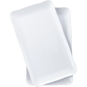 17-Inch Melamine Tray (Set of 2) - Unbreakable and Reusable Plastic Platters with Ceramic Feel, Stackable and Dishwasher-Safe - Versatile for All Meals