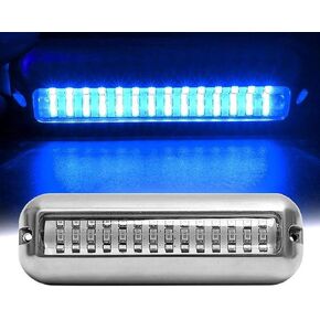 42 led 12 volt underwater light (blue) in stainless steel for marine, boat, vr, camper, pontoon, trailer and much more……