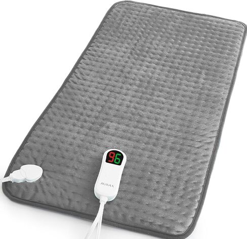 Heating Pad for Back Pain & Cramps Relief - Heat Pads for Back with 10 Heat Settings 6 Level Timer Auto Shut Off - Electric Heating Pads Machine Washable - Large Heat Pad (12"x24" Grey) in Saudi Arabia