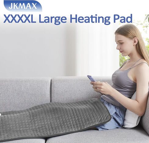 Heating Pad for Back Pain & Cramps Relief - Heat Pads for Back with 10 Heat Settings 6 Level Timer Auto Shut Off - Electric Heating Pads Machine Washable - Large Heat Pad (12"x24" Grey) in Saudi Arabia
