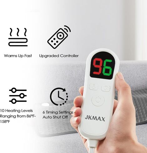 Heating Pad for Back Pain & Cramps Relief - Heat Pads for Back with 10 Heat Settings 6 Level Timer Auto Shut Off - Electric Heating Pads Machine Washable - Large Heat Pad (12"x24" Grey) in Saudi Arabia