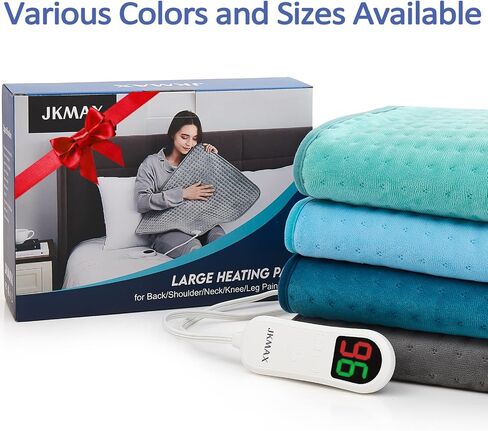 Heating Pad for Back Pain & Cramps Relief - Heat Pads for Back with 10 Heat Settings 6 Level Timer Auto Shut Off - Electric Heating Pads Machine Washable - Large Heat Pad (12"x24" Grey) in Saudi Arabia