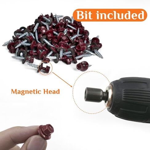 Metal Roofing Screws #10 × 2 Inch, 300 PCS,Brown Painted Hex Head Sheet Metal Roof Screws,Rubber Washer,Sharp Point,Self Starting Metal to Wood Siding Screws, EPDM Washer,Hex Socket Included in Saudi Arabia