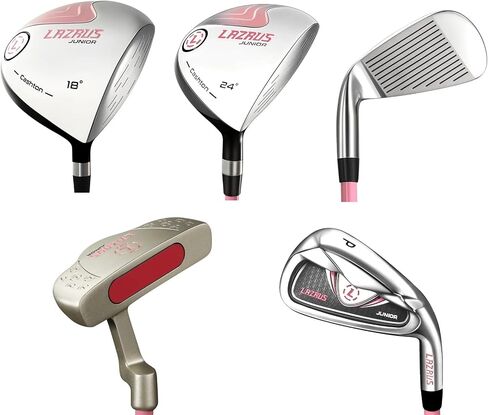 LAZRUS GOLF Premium Kids Golf Clubs Set Or Individuals for Boys or Girls - Junior Golf Clubs - Driver, Fairway Wood, 7 Iron, PW, Putter - Blue or Pink in Saudi Arabia