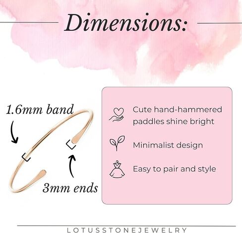 Smooth 14K Gold Fill Cuff Bracelet with Hammered Ends, Skinny Gold Bangle with Hammered Ends by Lotus Stone Jewelry (Large, Gold) in Kuwait