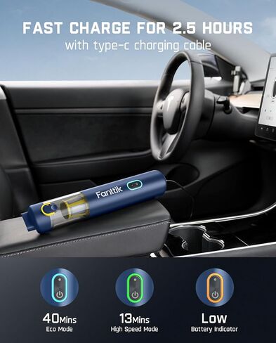 Fanttik Slim V8 Apex Car Vacuum, 19000PA High Power, 4 in 1 Portable Mini Vacuum, 2.5H Type-C Fast Charge, 40 Mins Runtime, RobustClean™ Handheld Vacuum for Car, Home, Keyboard Cleaning, Gray in Kuwait