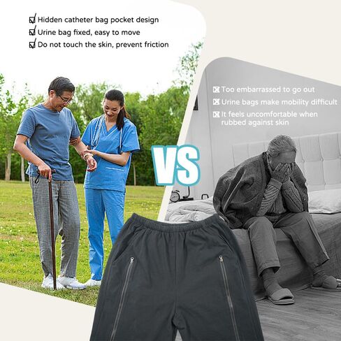 Catheter Leg Bag Pants for Men Women, Dual Pocket Pure Cotton Knit Pants to wear with catheter in Saudi Arabia