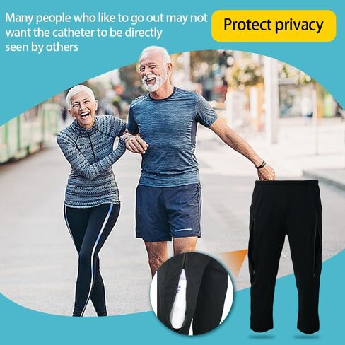Catheter Leg Bag Pants for Men Women, Dual Pocket Pure Cotton Knit Pants to wear with catheter in Saudi Arabia