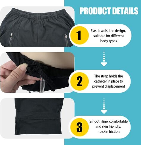 Catheter Leg Bag Pants for Men Women, Dual Pocket Pure Cotton Knit Pants to wear with catheter in Saudi Arabia