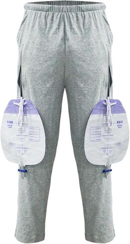 Catheter Leg Bag Pants for Men Women, Dual Pocket Pure Cotton Knit Pants to wear with catheter in Saudi Arabia