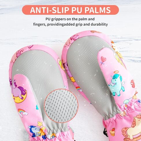 Caudblor Kids Mittens For Age 2-4,5-7,8-10, Toddler Waterproof Long Cuff Winter Mitten Gloves in Saudi Arabia