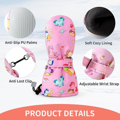 Caudblor Kids Mittens For Age 2-4,5-7,8-10, Toddler Waterproof Long Cuff Winter Mitten Gloves in Saudi Arabia