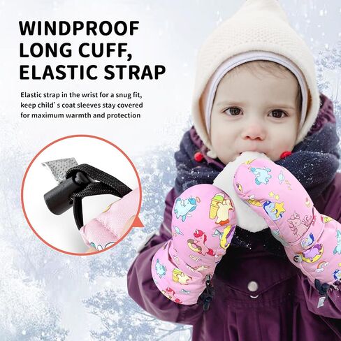 Caudblor Kids Mittens For Age 2-4,5-7,8-10, Toddler Waterproof Long Cuff Winter Mitten Gloves in Saudi Arabia