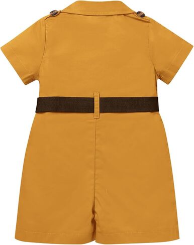 Baby Safari Outfit Wild One Birthday Outfit Girl Short Sleeve Safari Jumpsuit with Hat Toddler Zoo Keeper Costume in Kuwait