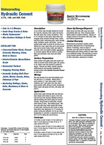 Damtite 07121 Gray Waterproofing Hydraulic Cement, 10 lb. Pail in Saudi Arabia
