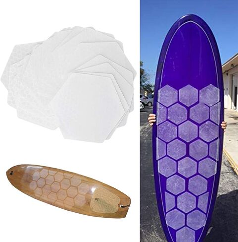 VBESTLIFE 20Pcs Traction Pads for Surf Deck, Paddle Board Non-Slip Silicone Mat with Honey Comb Hole - Adhesive Traction Pads for Surfboard Short Board Long Board in Saudi Arabia