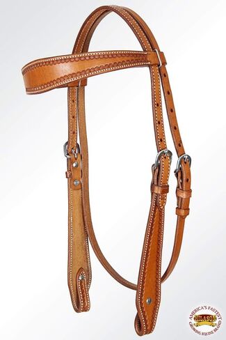HILASON American Leather Horse Browband Headstall Work Tack Tan | مسند للخيول الغربية | رأس الحصان | المرابط الغربية للخيول | أعمدة للخيول | الرأس الغربي in Kuwait