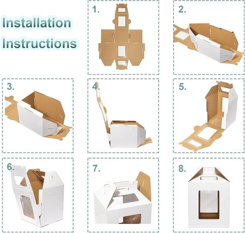 3 Pack Tall Cake Boxes for Tier Cakes 16x16x18 Inch Disposable Layer Tall Cake Carrier with Window Large Tierd Cake Take Out Transport Containers with Handle for Wedding, Birthday, Party in Kuwait